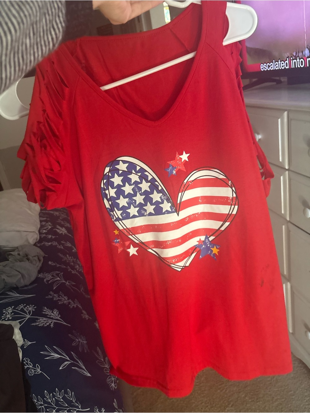 Source Unknown Red Women's Tank Top with American Flag Heart